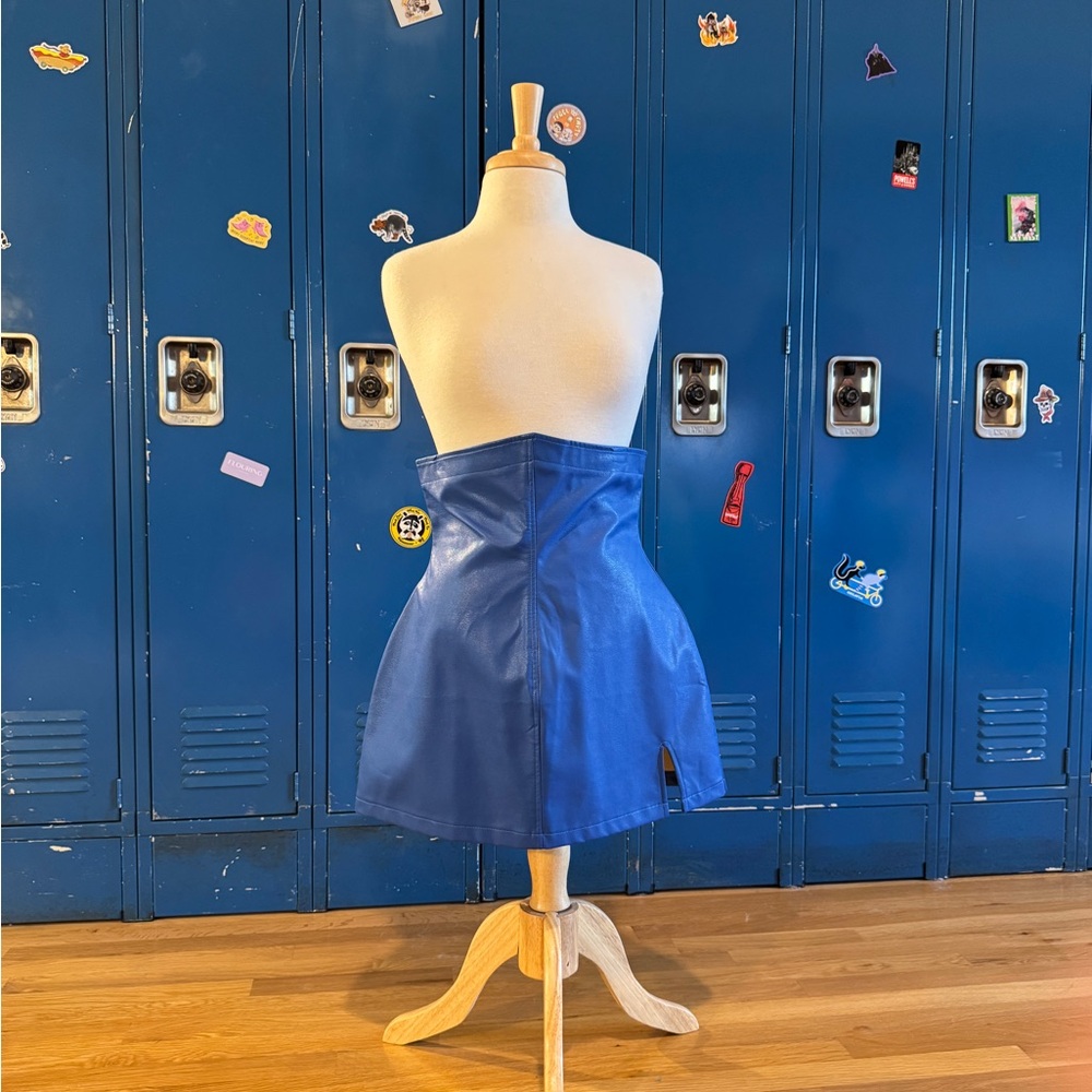 Fashion Brand Company Blue Faux Leather Mini Skirt